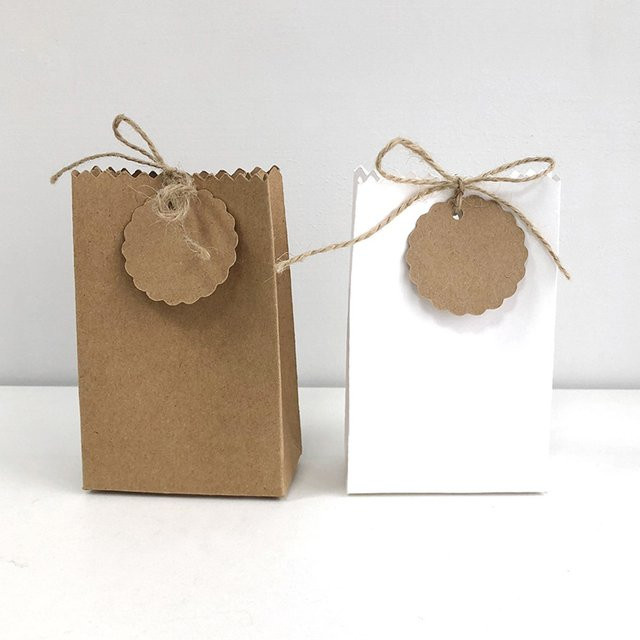 Retro Kraftpapier Geschenkboxen in Braun mit Seil für Hochzeiten, Geburtstage und Feiern (10 oder 20 Stück) - Bild 1