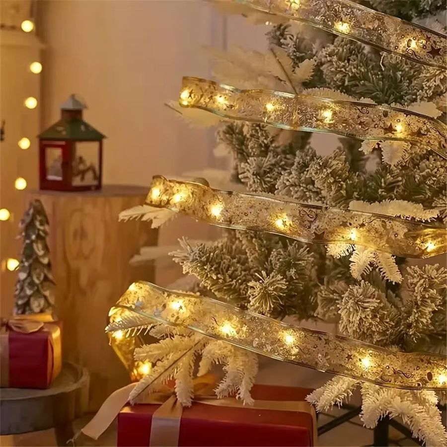LOUCUNGAN Weihnachtsbaumband-Lichterkette batteriebetrieben für deine Weihnachtsbaum- und Neujahrsdekoration - Bild 2