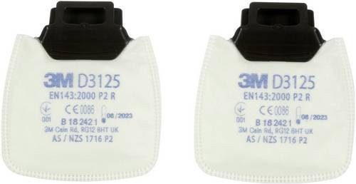 3M D3125 Secure Click P2 R Partikelfilter, 2 Stück, Weiß - Bild 1