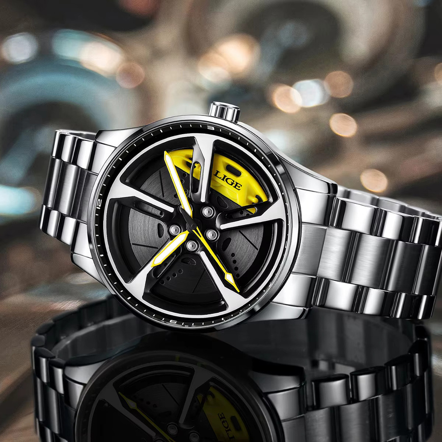 LIGE Armbanduhr Quarz, Edelstahl, Schwarz, Herren - Bild 5