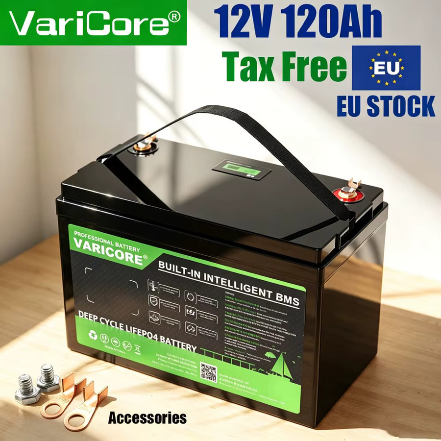 VariCore 12V 120Ah LiFePO4 Akku-Pack, 12,8V Lithium-Batterie in Schwarz für Wohnmobile, Golfcarts und Solar- sowie Windanlagen - Bild 2