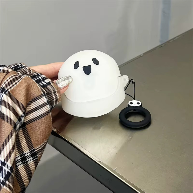 Silikon Schutzhülle mit Haken im Cartoon Geist Design für Anker Soundcore Liberty 4 NC Bluetooth Ohrhörer Ladebox - Bild 5