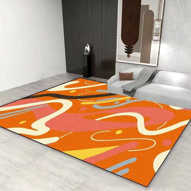 Lodestar Flächenteppich Nordisch Geometrisch in Orange, Waschbare Bodenmatte für Wohnzimmer und Schlafzimmer, B/T: 120 x 80 cm - Bild 1