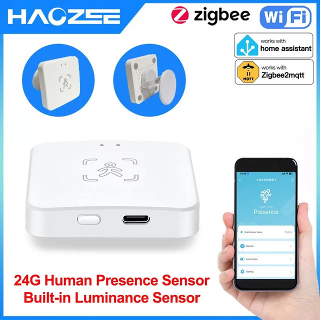 Haoze Smart Human Presence Sensor mit MmWave Radarerkennung und Luminanz- sowie Entfernungserkennung, Zigbee/WiFi, Weiß - Bild 1