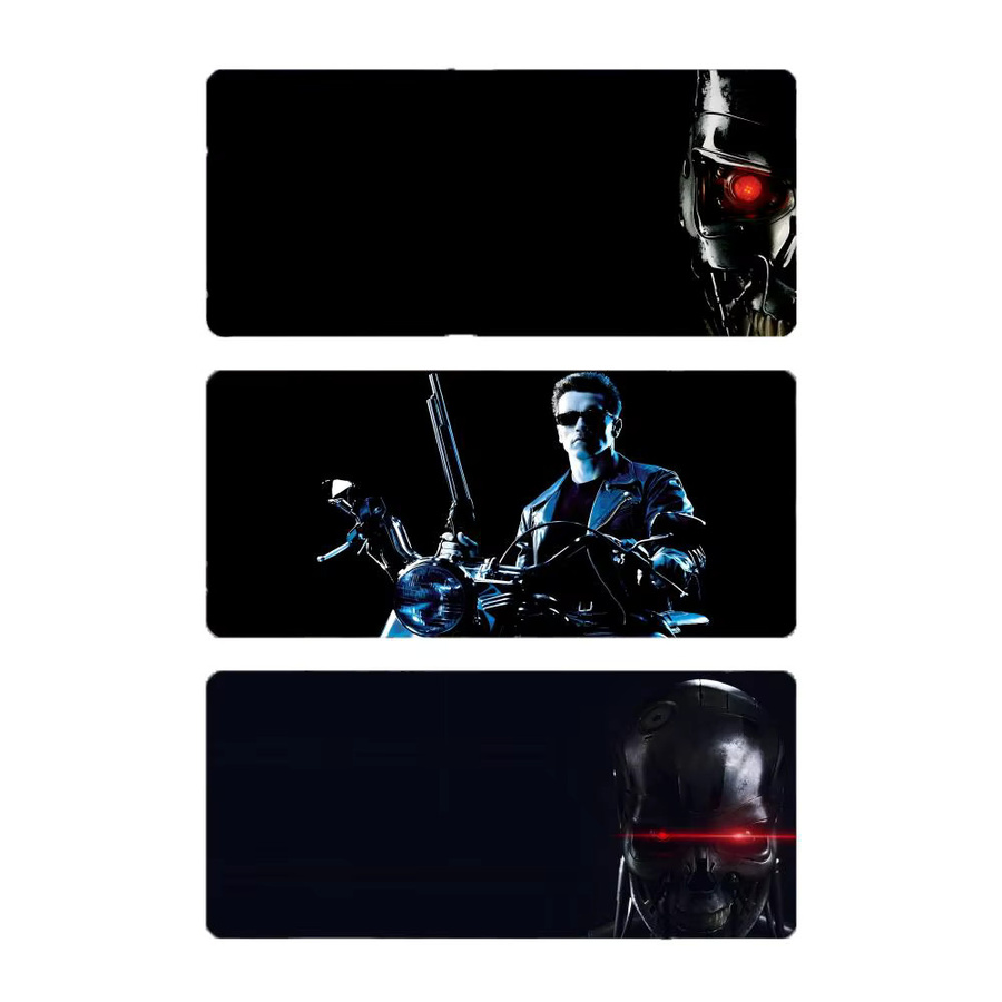 Gaming-Mauspad T-Terminator Science-Fiction Design in Schwarz mit genähten Kanten und verdickter Schreibtischunterlage für deinen PC - Bild 2