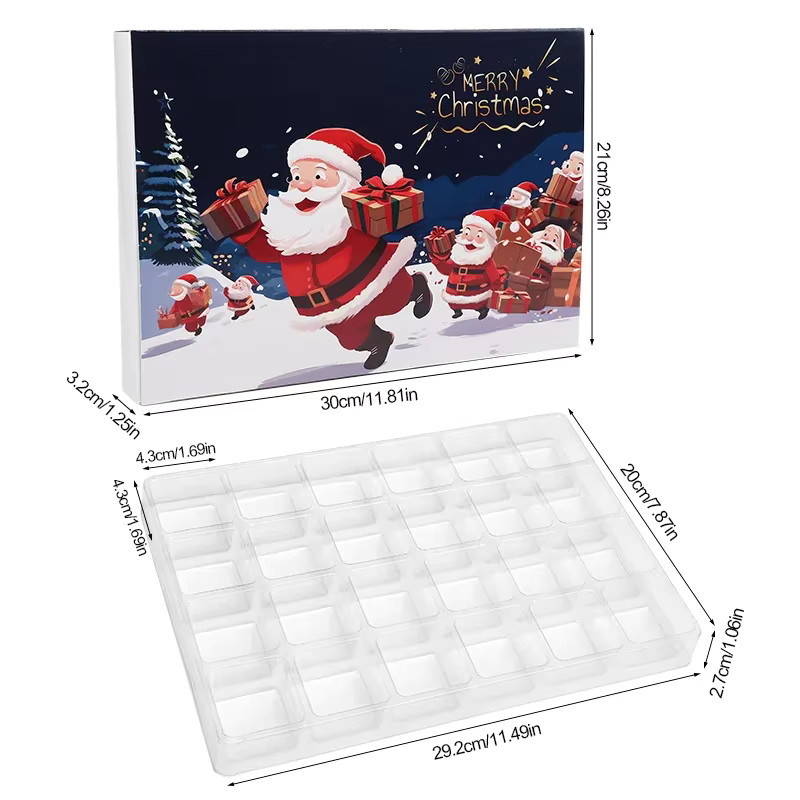 24Grids Weihnachts-Adventskalender aus Papier in Blau, DIY befüllbare Überraschungsboxen für Kinder, B/T/H: 21,0 x 30,0 x 21,0 cm - Bild 5