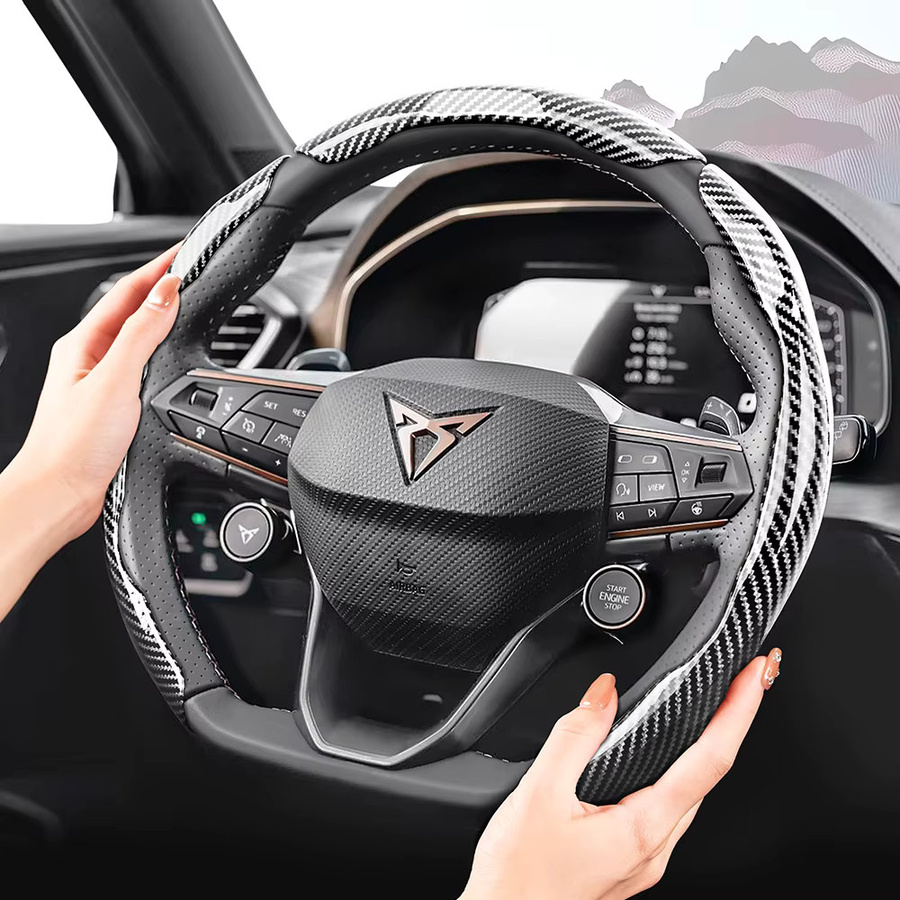 Cupra Sporty Lenkradabdeckung in glänzender Carbonfaser-Textur für Formentor, Leon, Born, Ateca, Tavascan und Terramar, Farbe: Schwarz - Bild 2