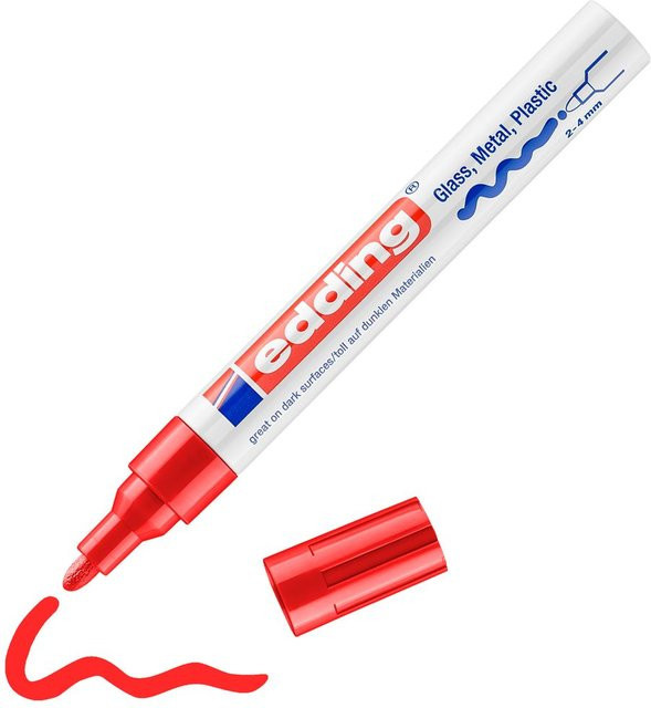 edding 750 Glanzlack-Marker Permanent Marker mit Bullet-Spitze in Rot - Bild 1