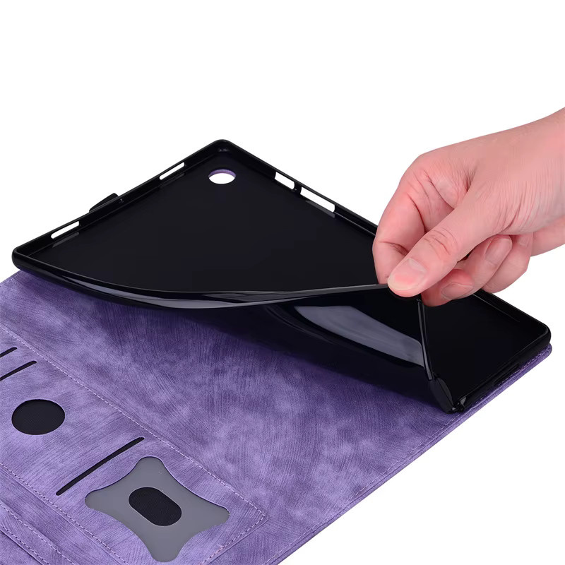 VIGENCIA Schutzhülle für Xiaomi Redmi Pad 2 Pro 12,1 Zoll aus geprägtem PU-Leder mit TPU-Innenhülle und Standfunktion in Rot und Lila - Bild 4