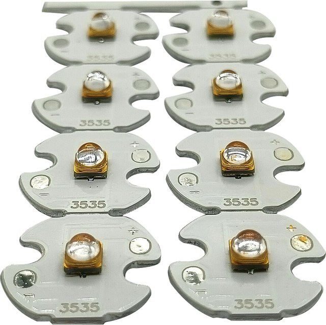 5 Stück TAKEY UVC LED 1W 3535 mit Aluminium-PCB für Schaltungen in verschiedenen Wellenlängenbereichen - Bild 1