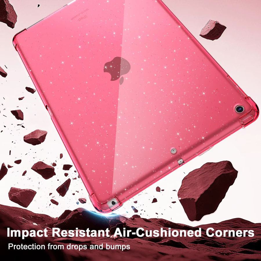 Glitzerhülle für Apple iPad 10.2 7., 8. und 9. Generation in Pink und Rot, stoßfeste Silikonhülle mit schimmerndem Design - Bild 2