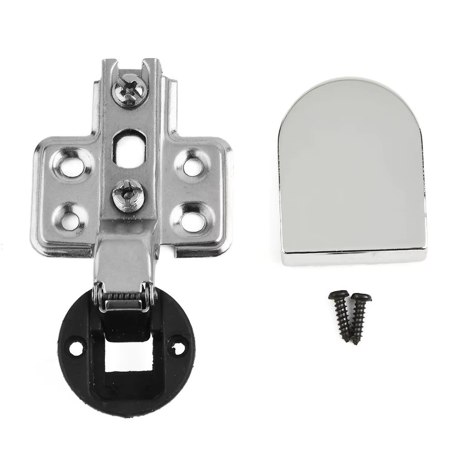 Mini-Glasscharnier mit dämpfendem hydraulischem Puffer aus Metall und Kunststoff in Silber/Chrome für Küchenschränke und Glasschränke - Bild 3