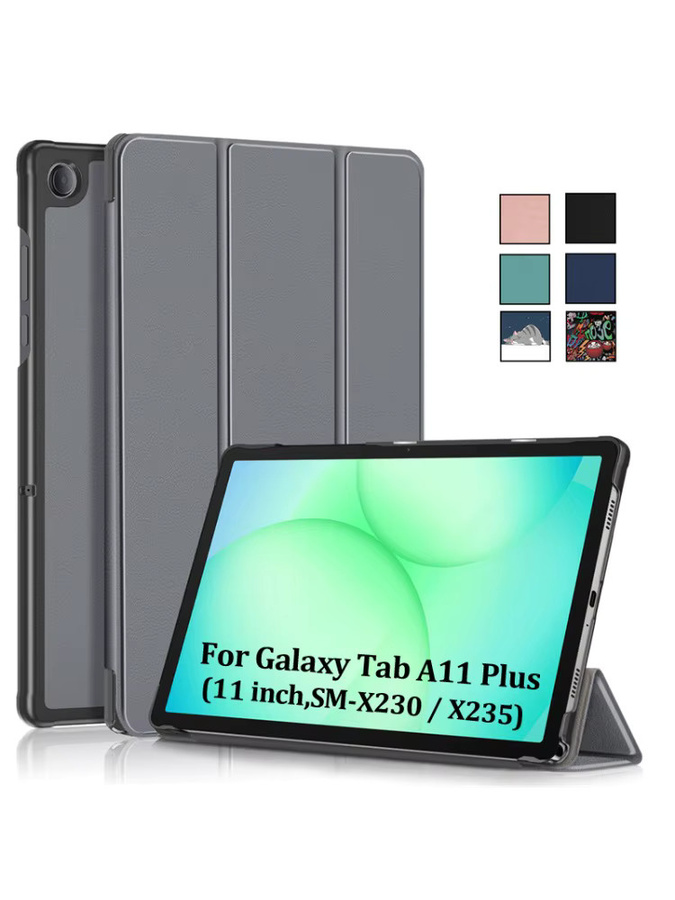 Samsung Galaxy Tab A11 Plus X230 Smart Cover aus magnetischem Leder mit Trifold-Funktion in Blau und Grau - Bild 6