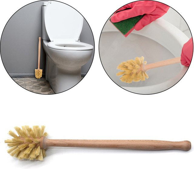 VIBRATITE Toilettenbürste und Badewannenbürste mit langem Griff aus Holz, freistehendes Badezimmerzubehör - Bild 1