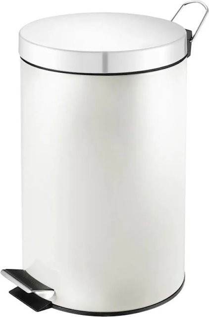 PROREGAL Runder Tretabfallsammler mit herausnehmbarem Kunststoff-Inneneimer, 3 Liter, Weiß, H x B x T: 27 x 19,5 x 17 cm - Bild 1