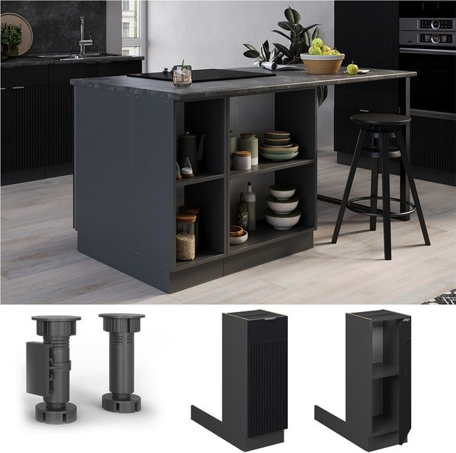 Vicco Regalinselunterschrank Fame-Line Anthrazit Schwarz gestreift B/T/H: 30 x 30 x 30 cm - Bild 1