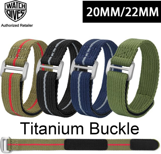 Watchdives Uhrenarmband Nylon, Titan, Unisex, 20 mm, 22 mm - Bild 1