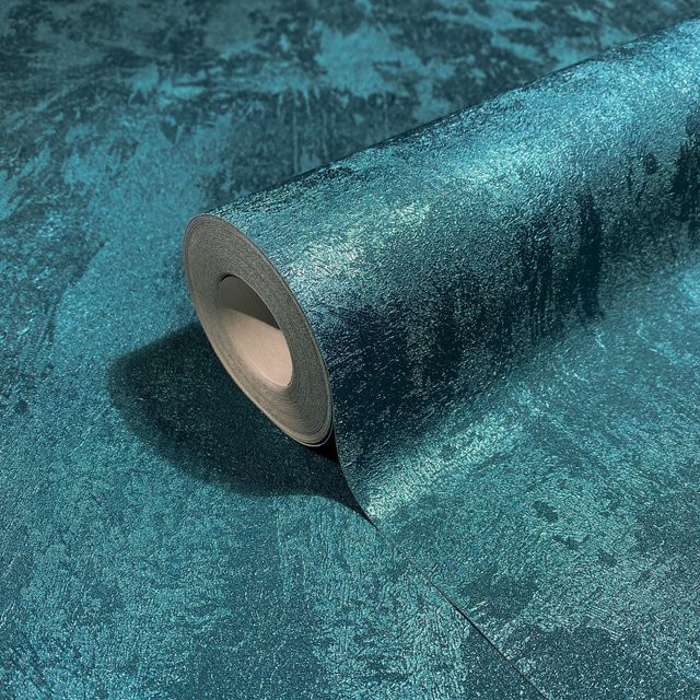 Marburg Vliestapete in moderner Betonoptik mit Glanzeffekt, Farbe Blau/Grün, abstraktes Design, FSC-zertifiziert - Bild 1