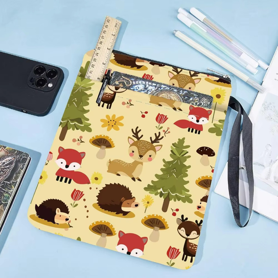 Waschbare Waldbuchhülle mit Reißverschluss und extra Hülle in Multicolour mit Igel, Fuchs und Hirsch Motiven - Bild 4