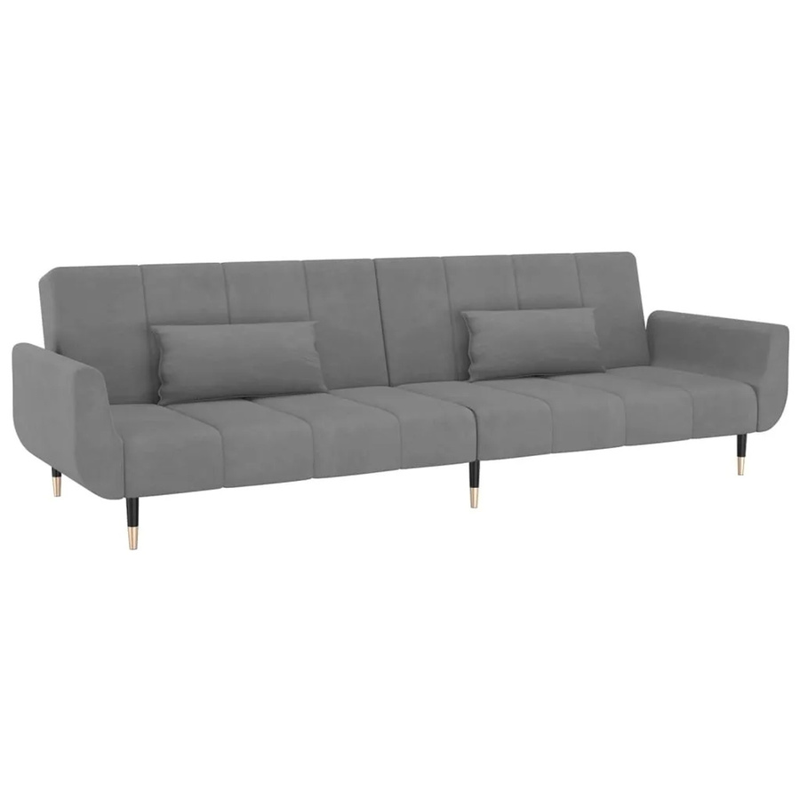 vidaXL Schlafsofa 2-Sitzer Modell 7 aus Samt in Hellgrau mit Schlaffunktion und Armlehnen - Bild 2