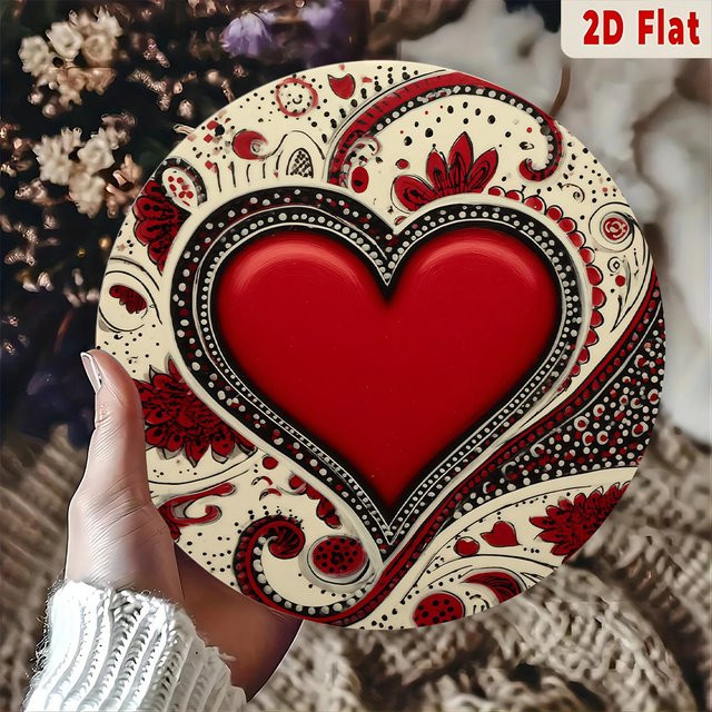 CIFBUY Metall-Wandschild Herz in Rot und Schwarz für Valentinstag und Hochzeitstag - Bild 1