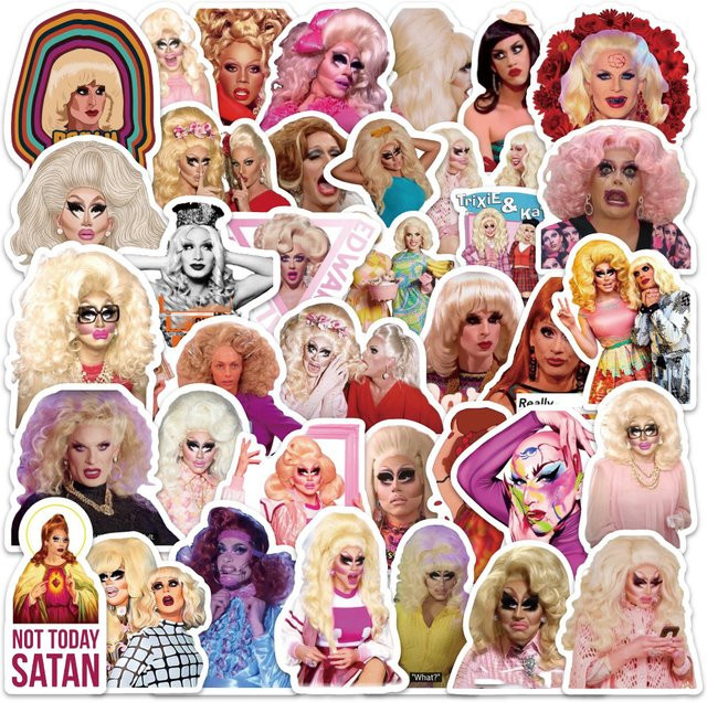 54er Set GOGOTU RuPauls Drag Race Aufkleber Multicolor für Laptop, Auto und Gepäck - Bild 1