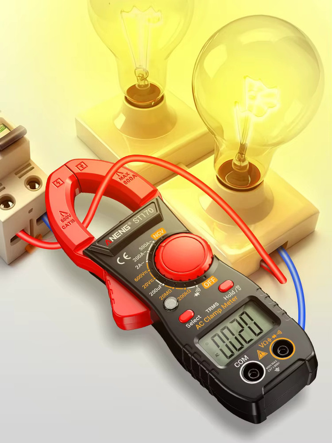 ANENG ST170 Multifunktionales Zangenmessgerät mit 500A AC-Strom, 600V AC/DC-Spannung und Taschenlampe in Schwarz und Rot - Bild 6
