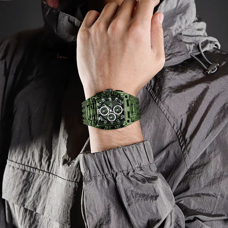 NAVIFORCE Armbanduhr Chronograph, Quarz, Schwarz, Silikon, Herren - Bild 4