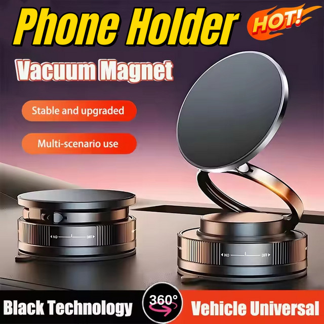 DIXSG Magnetische Vakuum-Telefonhalterung mit 360 Grad Rotation und doppelseitigem Saugnapf, faltbarer Navigations-Autohalter in Schwarz oder Weiß - Bild 1