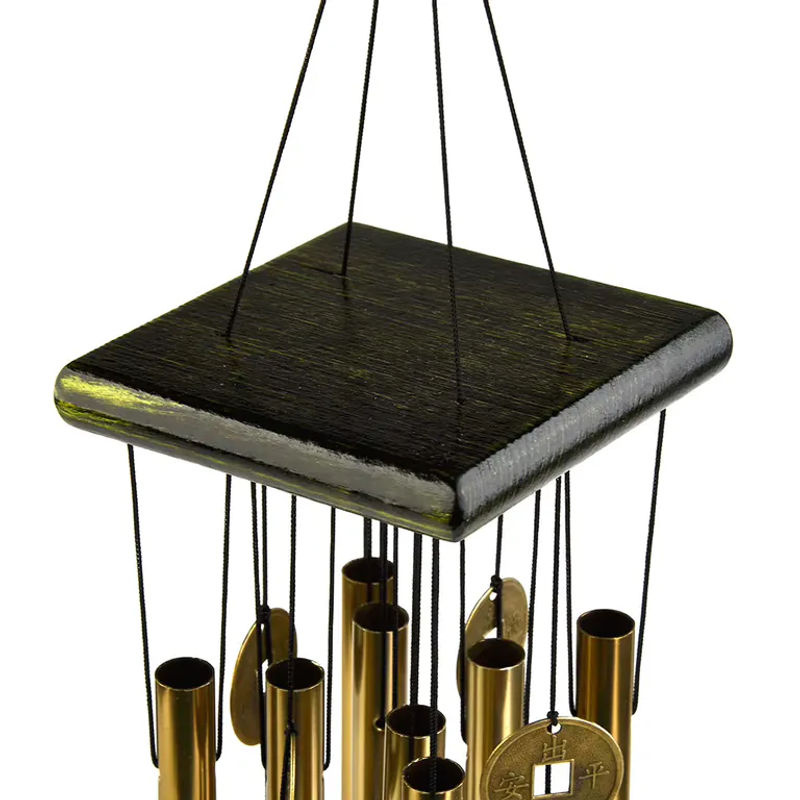 Großes Windspiel mit Glocken in Gold für Garten und Outdoor Dekoration, Höhe: 63 cm - Bild 3