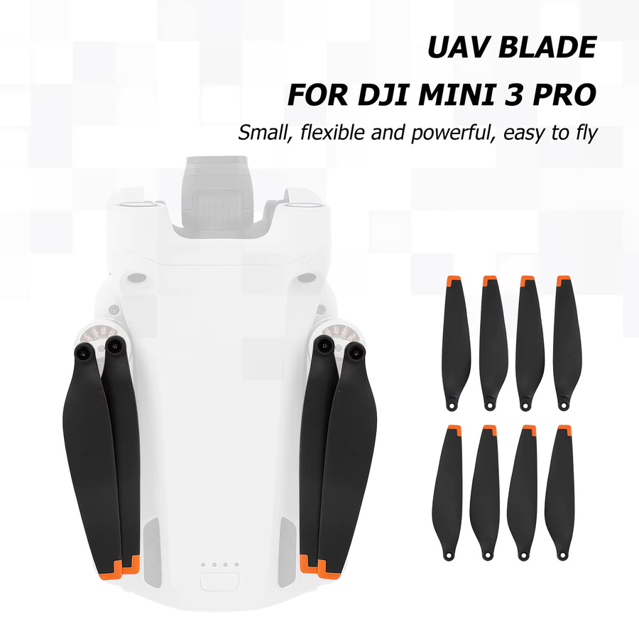 8 Stück Schnellspannpropeller für DJI Mini 3 Pro Drohne in Schwarz und Orange - Bild 2