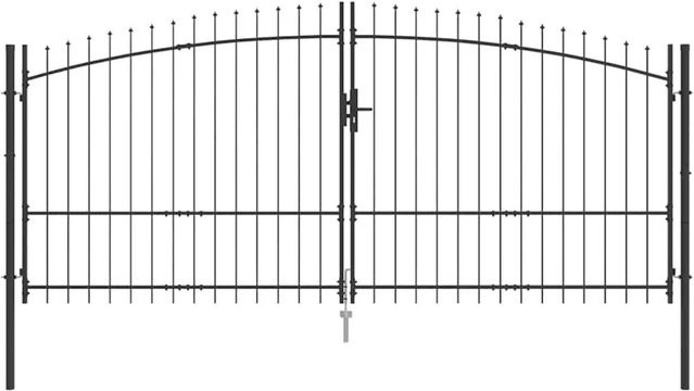 vidaXL Doppeltor mit Schloss Woerden aus Stahl, Grau, B: 400 cm, H: 175 cm - Bild 1
