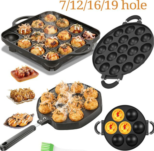 Willstar Takoyaki Pfanne aus Aluminiumlegierung mit Antihaftbeschichtung in Schwarz - Bild 1