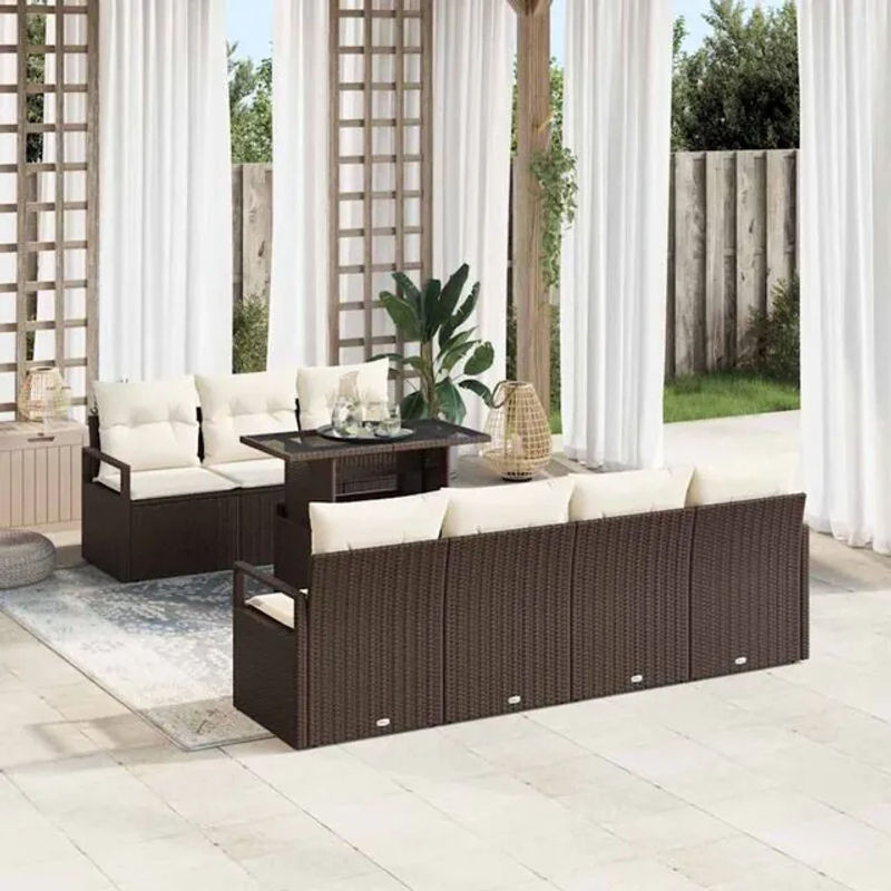 Vidaxl Garten-Sofa-Set aus Poly-Rattan in Braun mit integriertem Stauraum, 8-teilig, modernes Design - Bild 1
