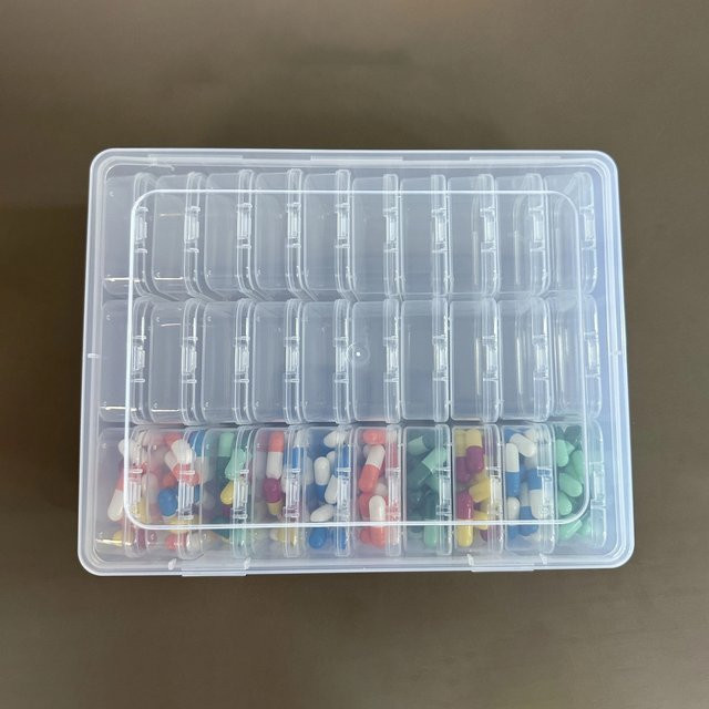 Multifunktionales Kunststoffbox-Set mit 30 Fächern in Transparent, Allzweck-Organizer für Schmuck, Perlen und Kleinteile, Breite: 22,5 cm, Höhe: 6,0 cm - Bild 1