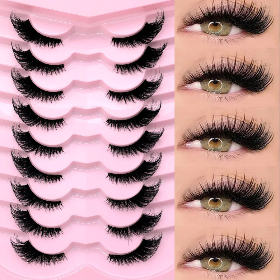 Veltrinay Künstliche Wimpern, Halbe Wimpern, Klares Band, Unisex - Bild 3