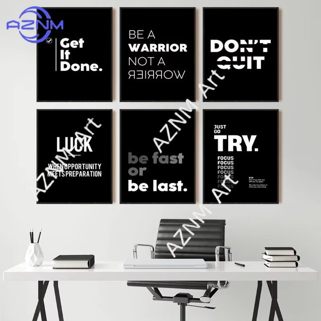 AZNM Motivierende Leinwand-Kunstposter in Schwarz-Weiß für moderne Wanddekoration mit Typografie-Design - Bild 1