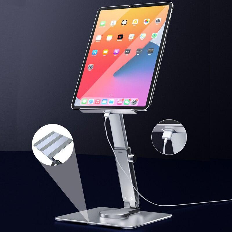 Bai Fen Bai-Digital 3C Aluminium-Tablet-Ständer, 360 Grad drehbar und klappbar, verstellbare Schreibtischhalterung für iPad Pro Air Mini und Xiaomi Tab, 4-14 Zoll, Silber - Bild 4