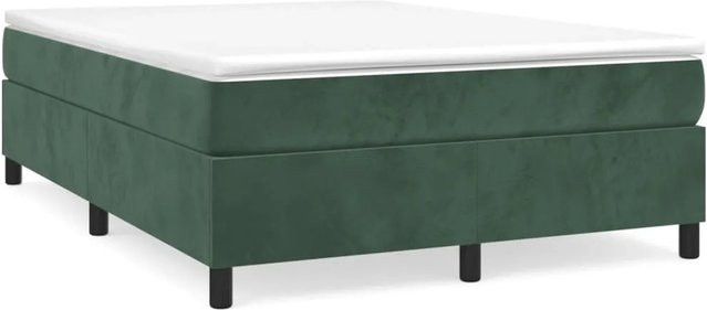 vidaXL Boxspringbett aus Samt in Dunkelgrün, B/T: 140 x 190 cm - Bild 1