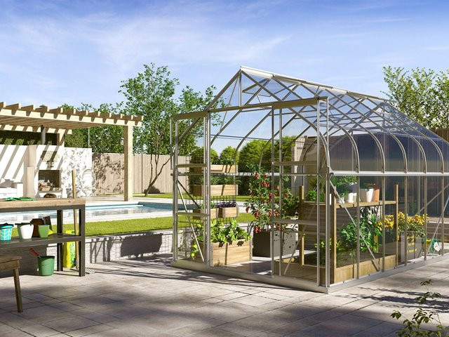 VITAVIA Dione Gewächshaus-Set aus eloxiertem Aluminium mit 9,9 m² Fläche - Bild 1