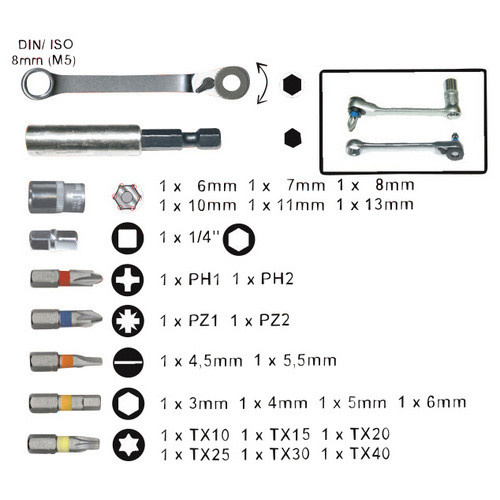 Connex Bit- und Steckschlüsselsatz mit 1/4 Zoll Universal-Magnethalter aus Edelstahl, silberfarben - Bild 2