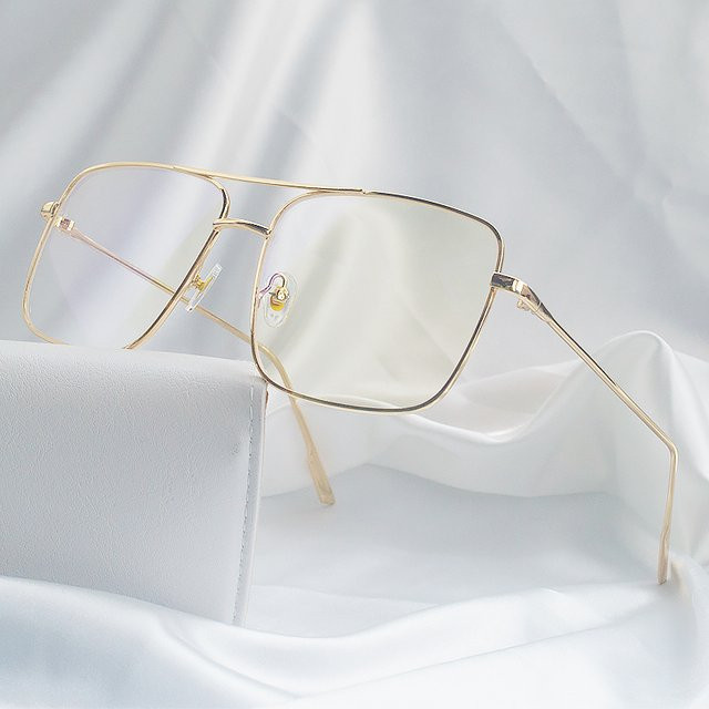 ShangeWFJia Korrektionsbrille, quadratisch, Metall, Vollrand, Unisex, Gold - Bild 1
