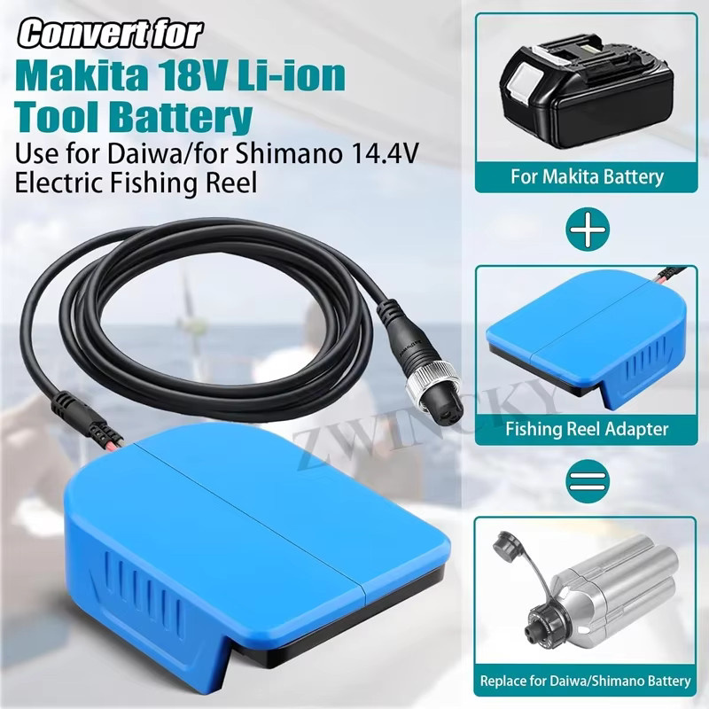 ZWINCKY Angelrollen-Batterieadapter für Makita DeWalt Milwaukee 18V zur Nutzung mit Daiwa und Shimano 14,4V 16,8V 20V elektrischen Angelrollen - Bild 2