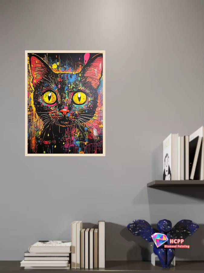Potdemiel Diamond Painting Set Katze als DIY-Mosaik in Multicolor zur Wanddekoration - Bild 2
