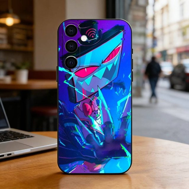 Vox H-Hazbin H-Hotel Handyhülle aus schwarzem Silikon für Samsung Galaxy A73, A72, A71, A70, A53, A52, A51 und A32 4G - Bild 1