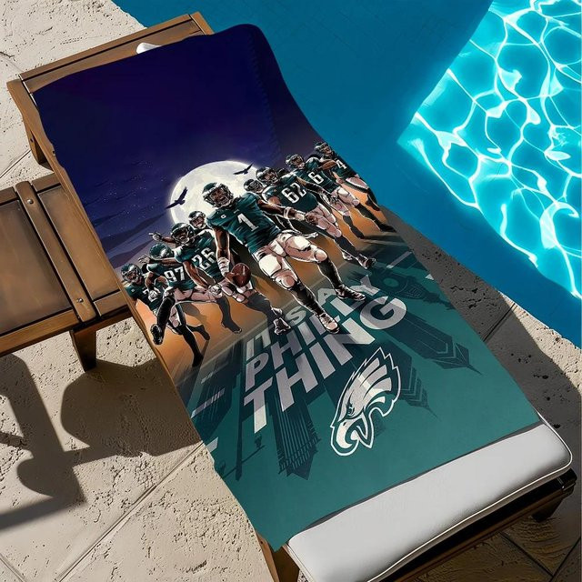 JMG Household Supplies Strandtuch Philadelphia E-Eagles, schnelltrocknend und tragbar, Mehrfarbig, B/H: 70 x 140 cm - Bild 1