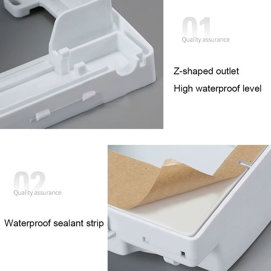 Wasserdichte und staubdichte Steckdosen-Abdeckung für den Außenbereich, abschließbare Schutzbox Typ 86 in Weiß, B/T/H: 12,0 x 10,2 x 9,0 cm - Bild 2