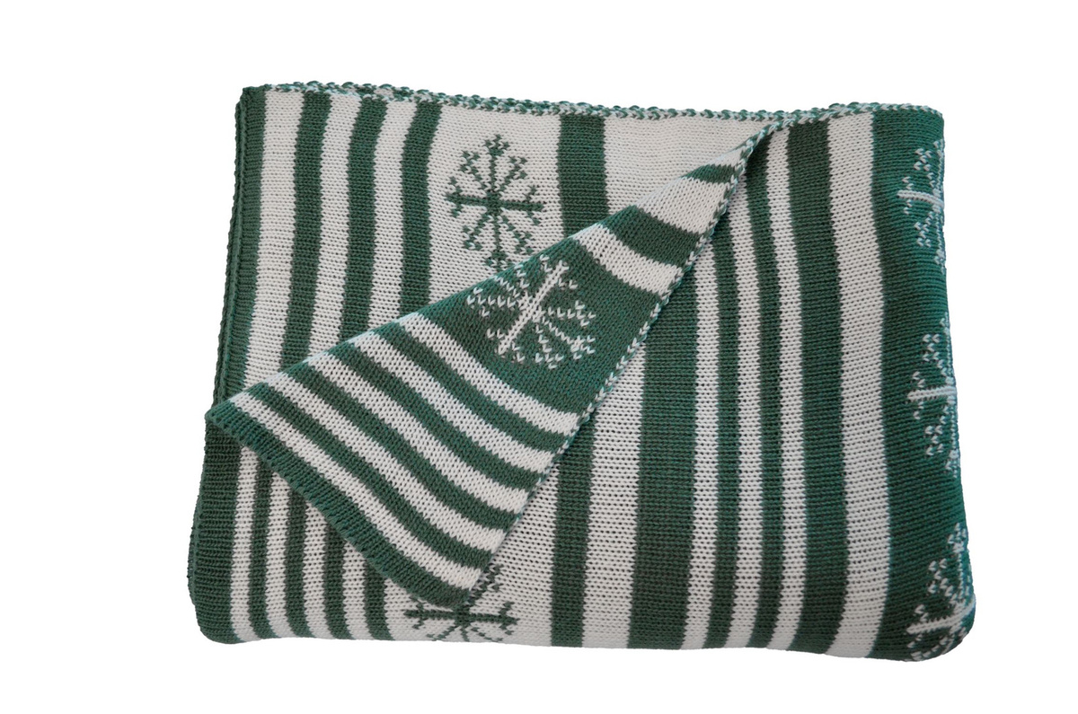 Primera Strickdecke Kuscheldecke in Grün und Beige, B/B: 130 x 170 cm - Bild 1