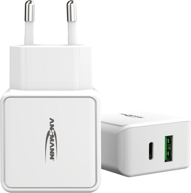 Ansmann Home Charger HC218PD USB-C Ladegerät in Weiß mit 2 Ports, 20 W und 3 A - Bild 1
