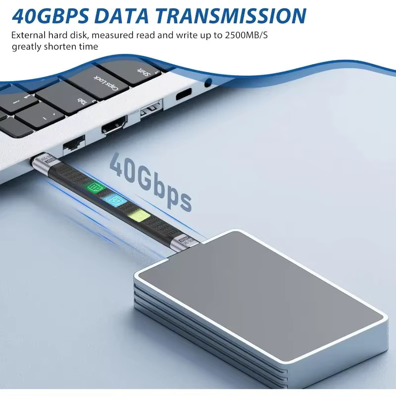 PD240W USB-C-zu-USB-C Schnellladekabel in Schwarz mit 40 Gbit/s Datenübertragung, 8K 60 Hz und Audio/Video-Kompatibilität, Länge: 13 cm - Bild 3
